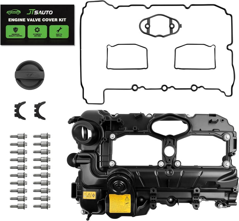 JTSAUTO N20 Engine Valve Cover Kit for 2012-2018 320i/328i/528i (Including xDrive), 428i Gran Coup/428i xDrive, X1/X3/X4/X5, Z4, Replaces # 11127588412, 11127588418, 11127625477, V208711, 15186739 - Image 1